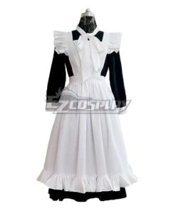 Black And White Lolita Maid Dress Cosplay Costume - EMDS035Y