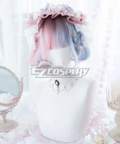 Japan Harajuku Lolita SeriesGolden Pink Blue Cosplay Wig - EWL169Y