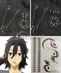 Horimiya Hori-san To Miyamura-kun Izumi Miyamura Ear Clips Earrings Lip Studs Tattoo Stickers Cosplay Accessory Prop