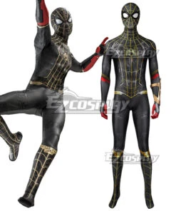 Marvel Spider-Man 3 No Way Home Spider Man 3 Peter Parker Black And Gold Suit Jumpsuit Zentai Halloween Cosplay Costume