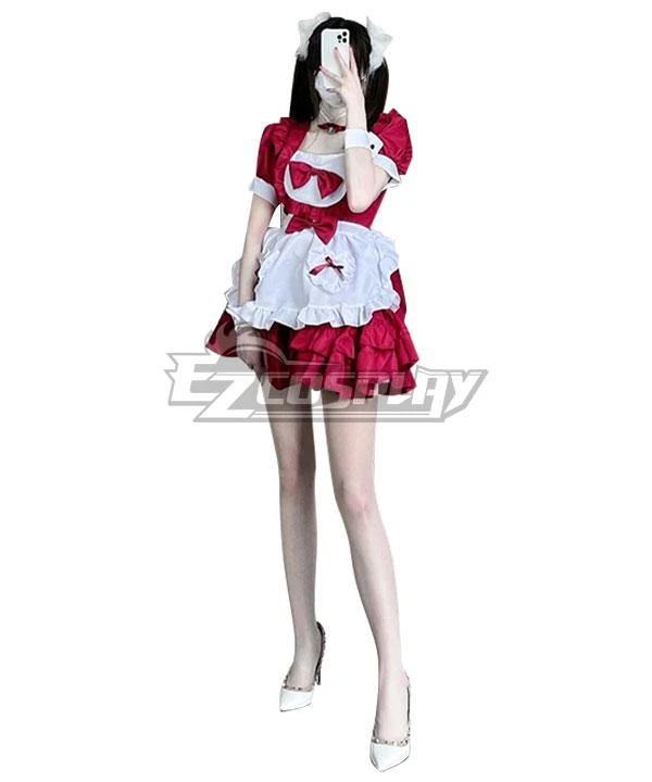 Christmas Special! ! ! Christmas Costume Sexy Skirt Maid Dress Red Cosplay Costume 2 Christmas Special! ! ! Christmas Costume Sexy Skirt Maid Dress Red Cosplay Costume - Image 2