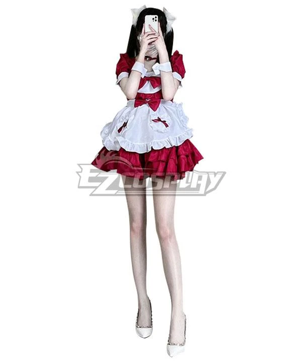 Christmas Special! ! ! Christmas Costume Sexy Skirt Maid Dress Red Cosplay Costume 3 Christmas Special! ! ! Christmas Costume Sexy Skirt Maid Dress Red Cosplay Costume - Image 3