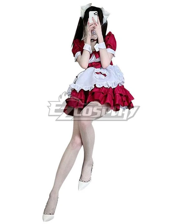 Christmas Special! ! ! Christmas Costume Sexy Skirt Maid Dress Red Cosplay Costume 4 Christmas Special! ! ! Christmas Costume Sexy Skirt Maid Dress Red Cosplay Costume - Image 4