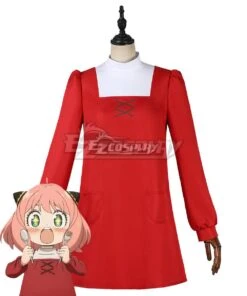 SPY×FAMILY CODE: White Anya Forger Red Dress Cosplay Costume