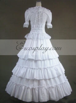 White Short Sleeve Gothic Lolita Dress-LTFS0006 -EZCOSPLAY SHOP 6.2