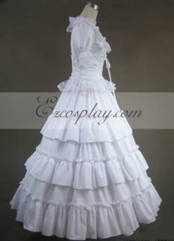 White Short Sleeve Gothic Lolita Dress-LTFS0006 -EZCOSPLAY SHOP 6.3