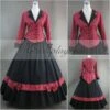 Red Lattice Long Sleeve Gothic Lolita Dress-LTFS0066 -EZCOSPLAY SHOP 66