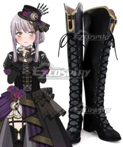 BanG Dream ! Roselia Minato Yukina Black Gray Shoes Cosplay Boots