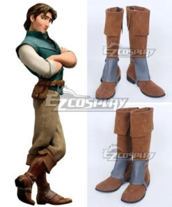 Disney Tangled Flynn Rider Brown Shoes Cosplay Boots