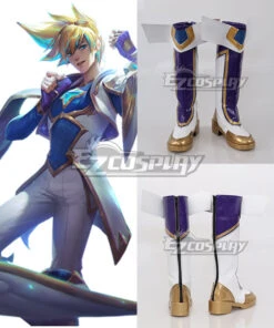 League Of Legends LOL Star Guardian Ezreal Purple Shoes Cosplay Boots