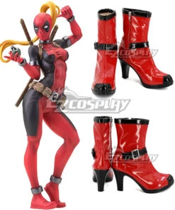 Marvel Deadpool Lady Wade Wilson Female Red Shoes Cosplay Boots