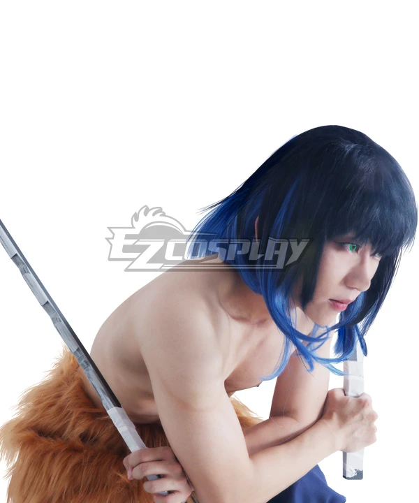 Demon Slayer Kimetsu No Yaiba Inosuke Hashibira Blue Black Cosplay Wig 3 Demon Slayer Kimetsu No Yaiba Inosuke Hashibira Blue Black Cosplay Wig - Image 3