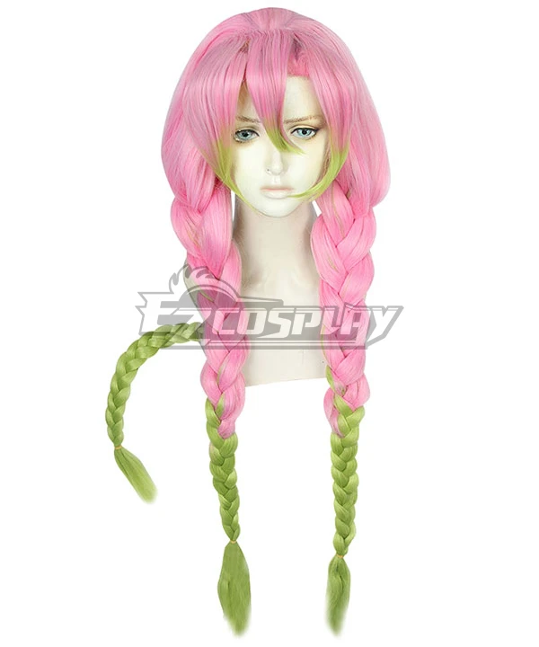 Demon Slayer: Kimetsu No Yaiba Kanroji Mitsuri Pink Green Cosplay Wig B Edition - Image 2