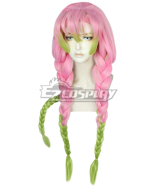 Demon Slayer: Kimetsu No Yaiba Kanroji Mitsuri Pink Green Cosplay Wig B Edition - Image 3