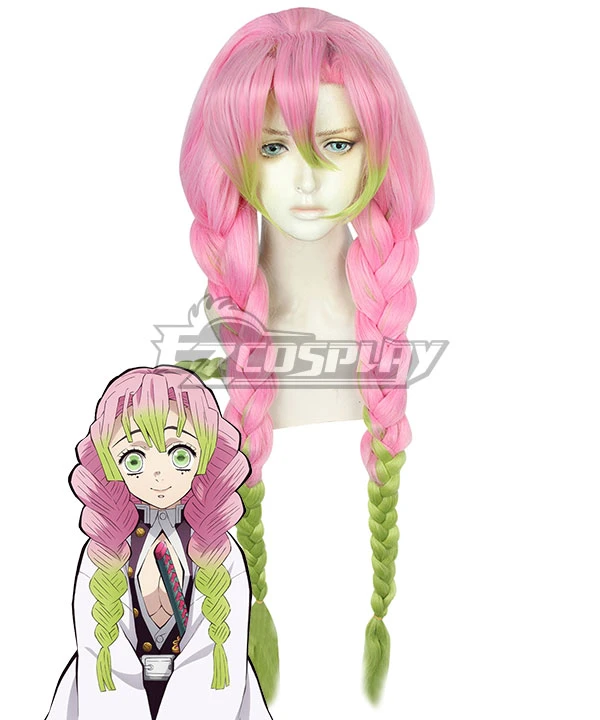 Demon Slayer: Kimetsu No Yaiba Kanroji Mitsuri Pink Green Cosplay Wig B Edition