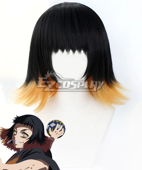 Demon Slayer: Kimetsu No Yaiba Susamaru Black Golden Cosplay Wig 1 Demon Slayer: Kimetsu No Yaiba Susamaru Black Golden Cosplay Wig