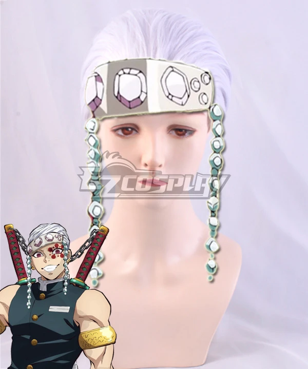 Demon Slayer: Kimetsu No Yaiba Tengen Uzui White Cosplay Wig 1 Demon Slayer: Kimetsu No Yaiba Tengen Uzui White Cosplay Wig