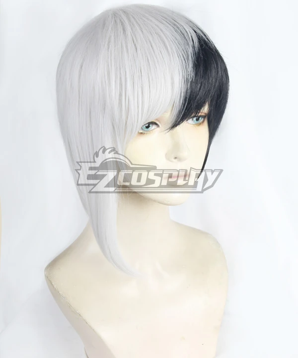 Dr.Stone Gen Asagiri Black White Cosplay Wig 3 Dr.Stone Gen Asagiri Black White Cosplay Wig - Image 3