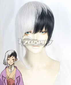 Dr.Stone Gen Asagiri Black White Cosplay Wig