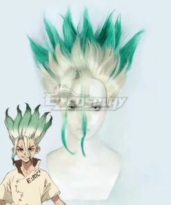 Dr.Stone Senku Ishigami Golden Green Cosplay Wig