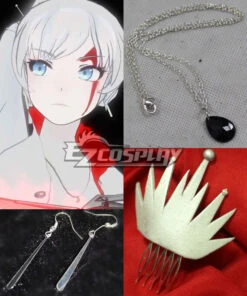 Red White Black Yellow White Weiss Schnee Necklace Earrings Crown Cosplay Accessory Prop