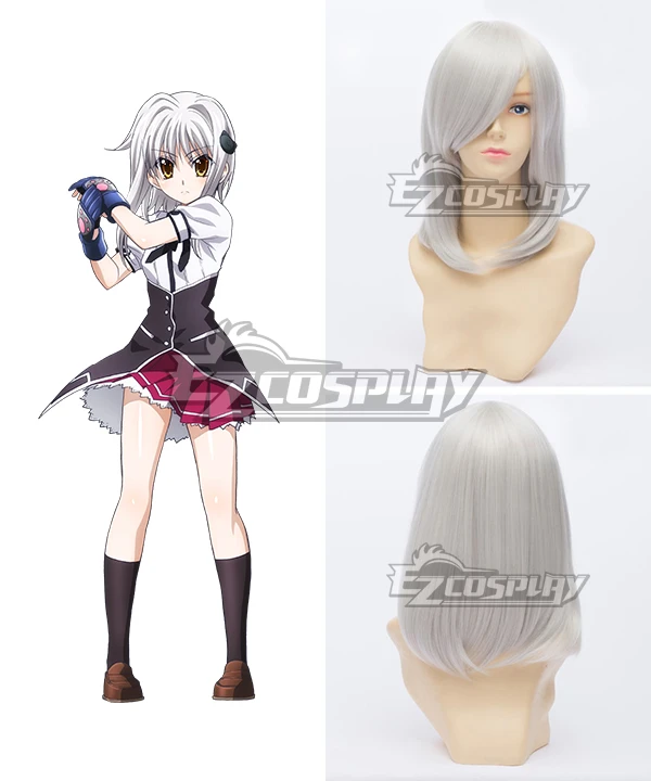 High School DxD BorN Koneko Toujou Silvery White Cosplay Wig 1 High School DxD BorN Koneko Toujou Silvery White Cosplay Wig