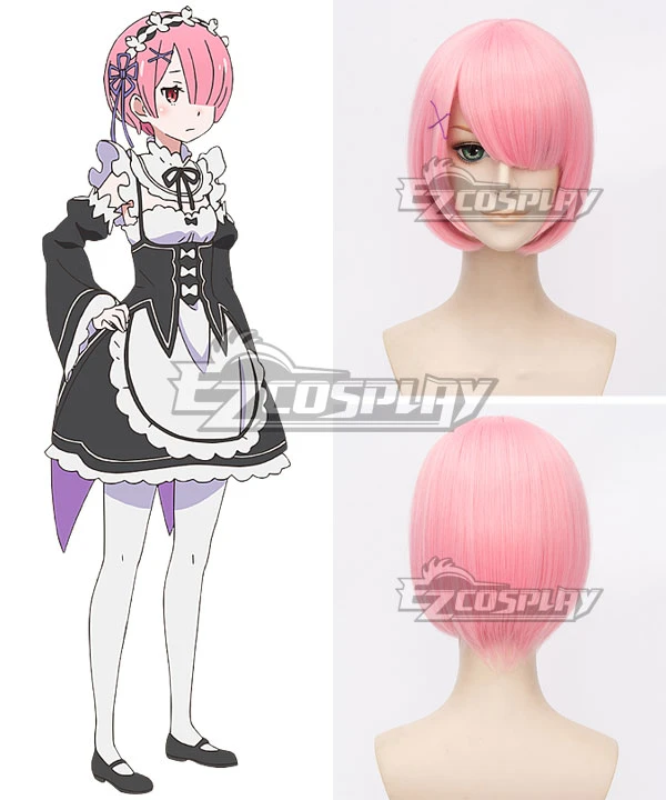 Re: Life In A Different World From Zero Ram Pink Cosplay Wig 1 Re: Life In A Different World From Zero Ram Pink Cosplay Wig