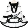 Black And White Lace Trimmed Gothic Lolita Cosplay Dress -EZCOSPLAY SHOP file 591 16
