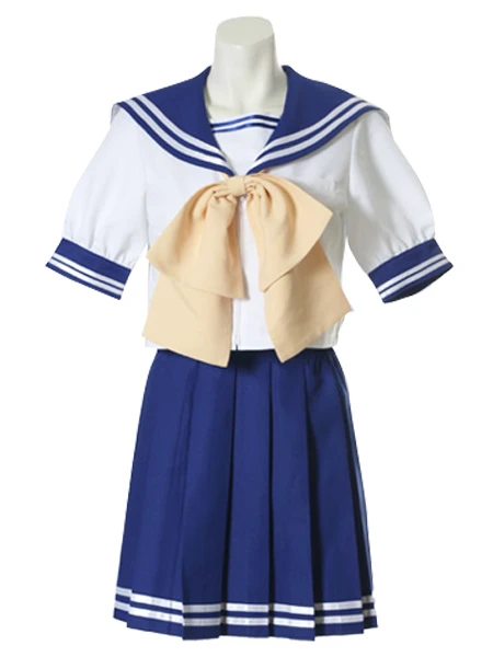 Blue Short Sleeves School Uniform Cosplay Costume 1 Blue Short Sleeves School Uniform Cosplay Costume