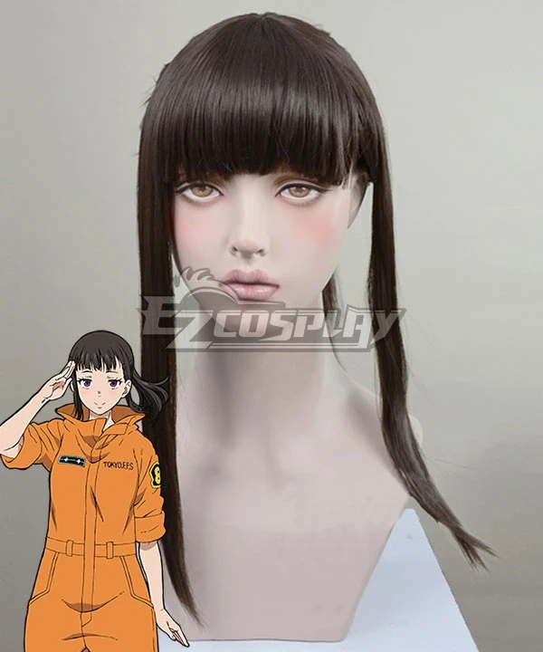 Fire Force Enen No Shouboutai Maki Oze Black Brown Cosplay Wig