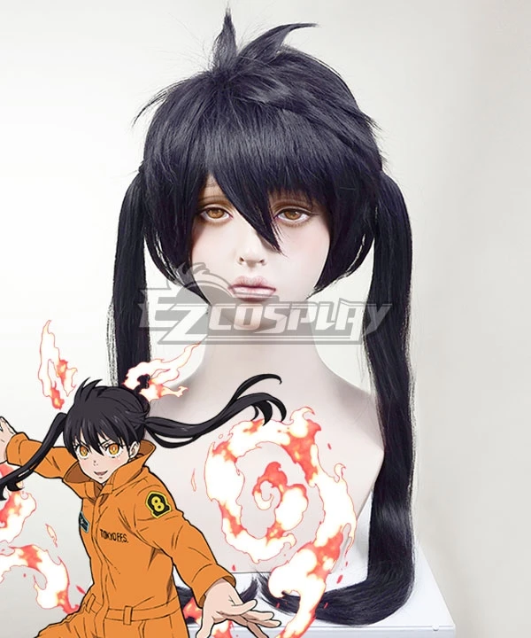 Fire Force Enen No Shouboutai Tamaki Kotatsu Black Purple Cosplay Wig
