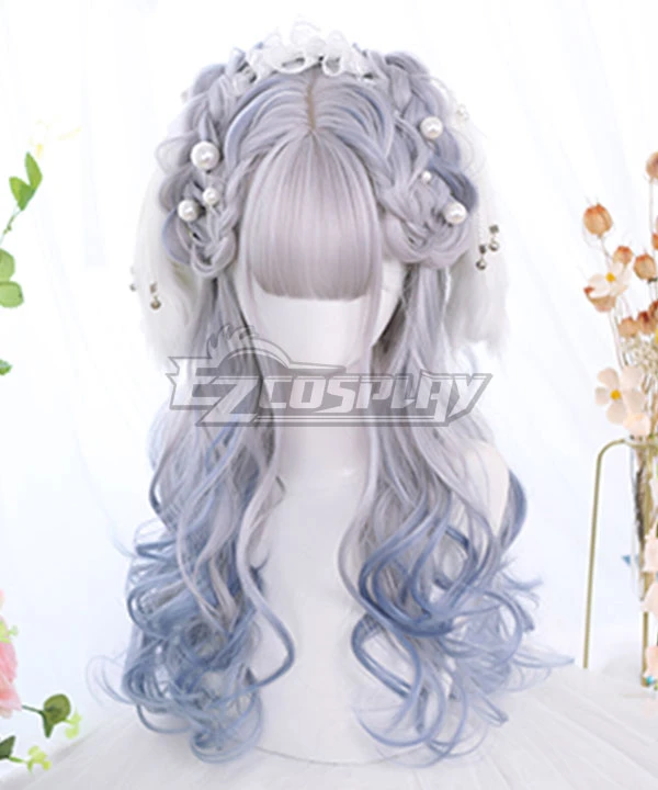 Japan Harajuku Lolita Series Blue Bird White Blue Cosplay Wig 1 Japan Harajuku Lolita Series Blue Bird White Blue Cosplay Wig