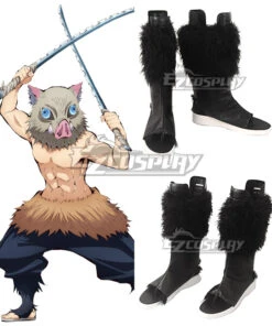 Demon Slayer: Kimetsu No Yaiba Inosuke Hashibira Black Shoes Cosplay Boots