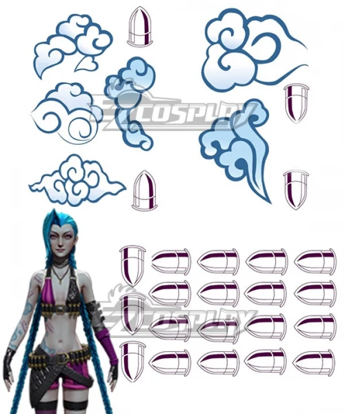 League Of Legends LOL Loose Cannon Jinx Tattoo Stickers Cosplay Accessory Prop 1 League Of Legends LOL Loose Cannon Jinx Tattoo Stickers Cosplay Accessory Prop
