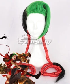 League Of Legends LOL Firecracker Jinx Black Green Cosplay Wig