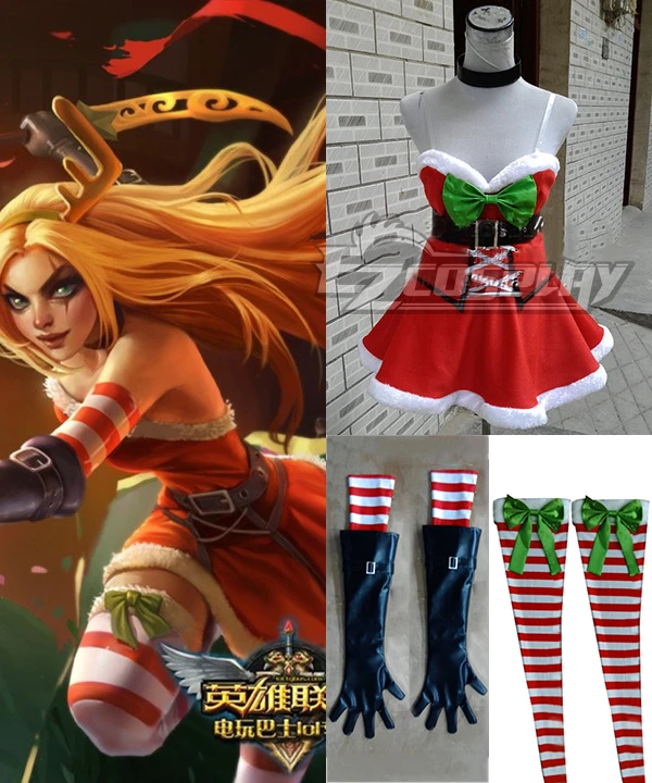 League Of Legends LOL Katarina Du Couteau Christmas Girl Cosplay Costume 1 League Of Legends LOL Katarina Du Couteau Christmas Girl Cosplay Costume