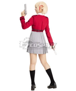 Lycoris Recoil Chisato Nishikigi Red Uniform Cosplay Costume -EZCOSPLAY SHOP lycoris recoil chisato nishikigi red uniform cosplay costume 03