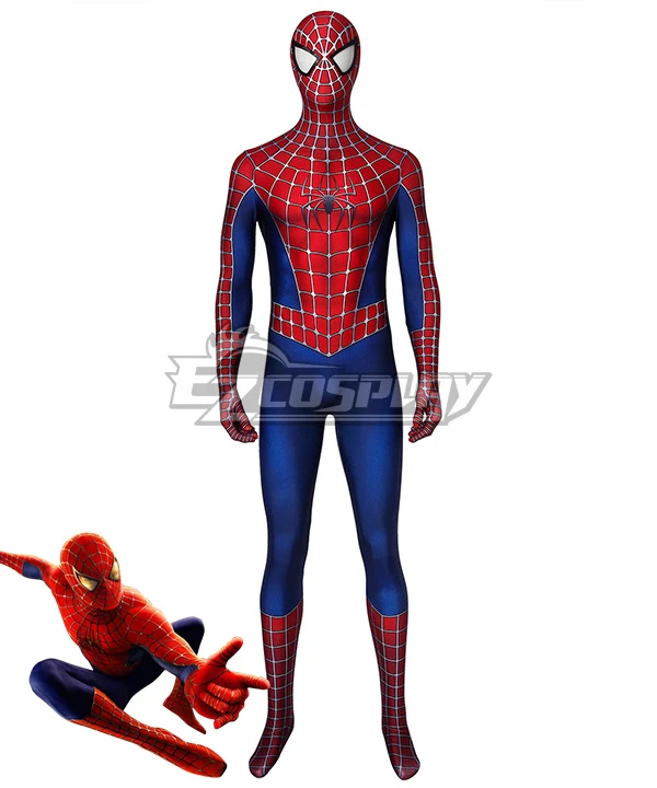 Marvel 2002 Movie Spider-ManTobey Maguire Zentai Jumpsuit Cosplay Costume 1 Marvel 2002 Movie Spider-ManTobey Maguire Zentai Jumpsuit Cosplay Costume