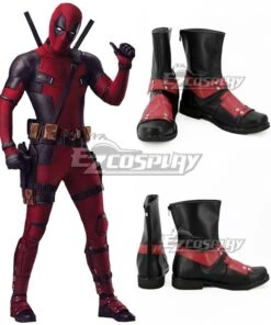 Marvel 2018 Deadpool 2 Wade Winston Wilson Black Red Shoes Cosplay Boots