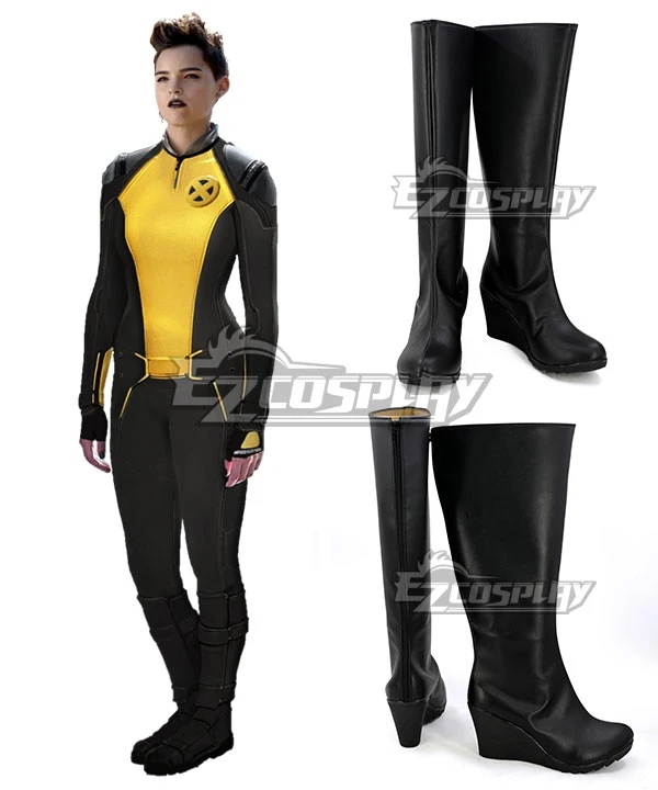 Marvel Deadpool 2 Negasonic Teenage Warhead Ellie Phimister Black Shoes Cosplay Boots