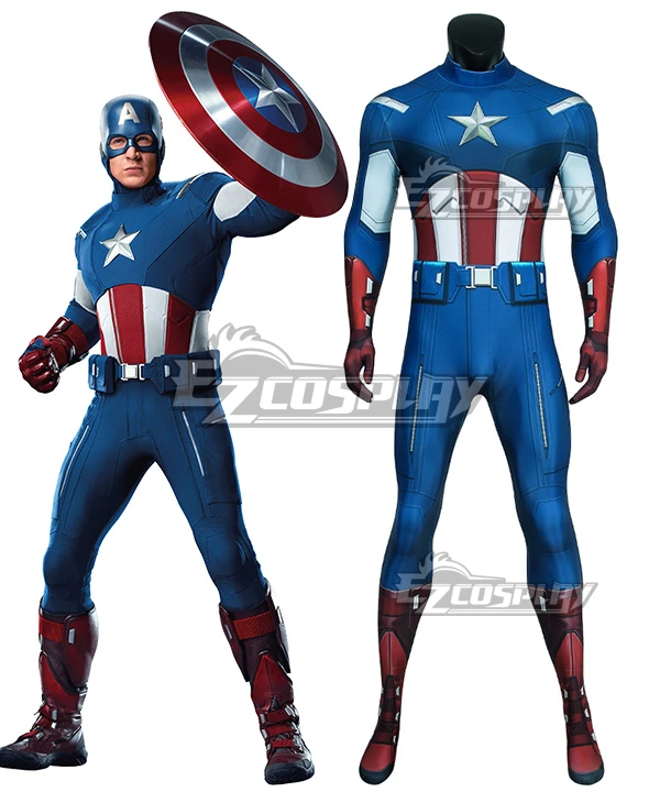Marvel The Avengers Captain America Zentai Jumpsuit Cosplay Costume 1 Marvel The Avengers Captain America Zentai Jumpsuit Cosplay Costume