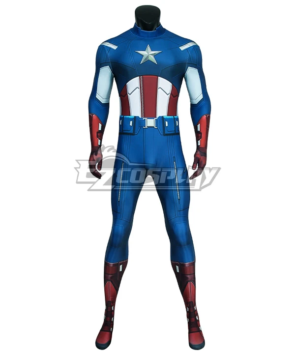 Marvel The Avengers Captain America Zentai Jumpsuit Cosplay Costume 2 Marvel The Avengers Captain America Zentai Jumpsuit Cosplay Costume - Image 2