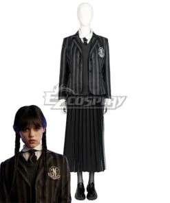 The Addams Family 2022 Wednesday Wednesday Addams School Uniform Cosplay Costume -EZCOSPLAY SHOP the addams family wednesday school uniform cosplay costume
