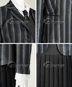 The Addams Family 2022 Wednesday Wednesday Addams School Uniform Cosplay Costume -EZCOSPLAY SHOP the addams family wednesday school uniform cosplay costume 13