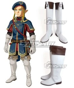 TLOZ: Breath Of The Wild Link Royal Guard DLC White Shoes Cosplay Boots