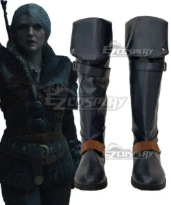 The Witcher 4 Hunt Cirilla Black Shoes Cosplay Boots