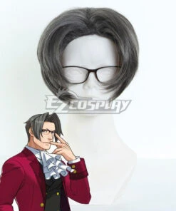 Ace Attorney Gyakuten Saiban Miles Edgeworth Gray Cosplay Wig 407B
