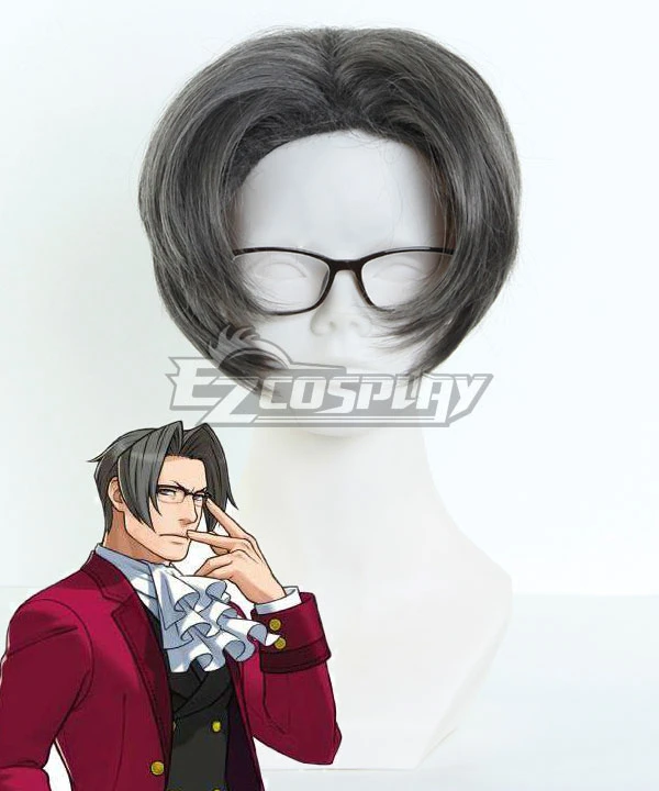 Ace Attorney Gyakuten Saiban Miles Edgeworth Gray Cosplay Wig 407B 1 Ace Attorney Gyakuten Saiban Miles Edgeworth Gray Cosplay Wig 407B